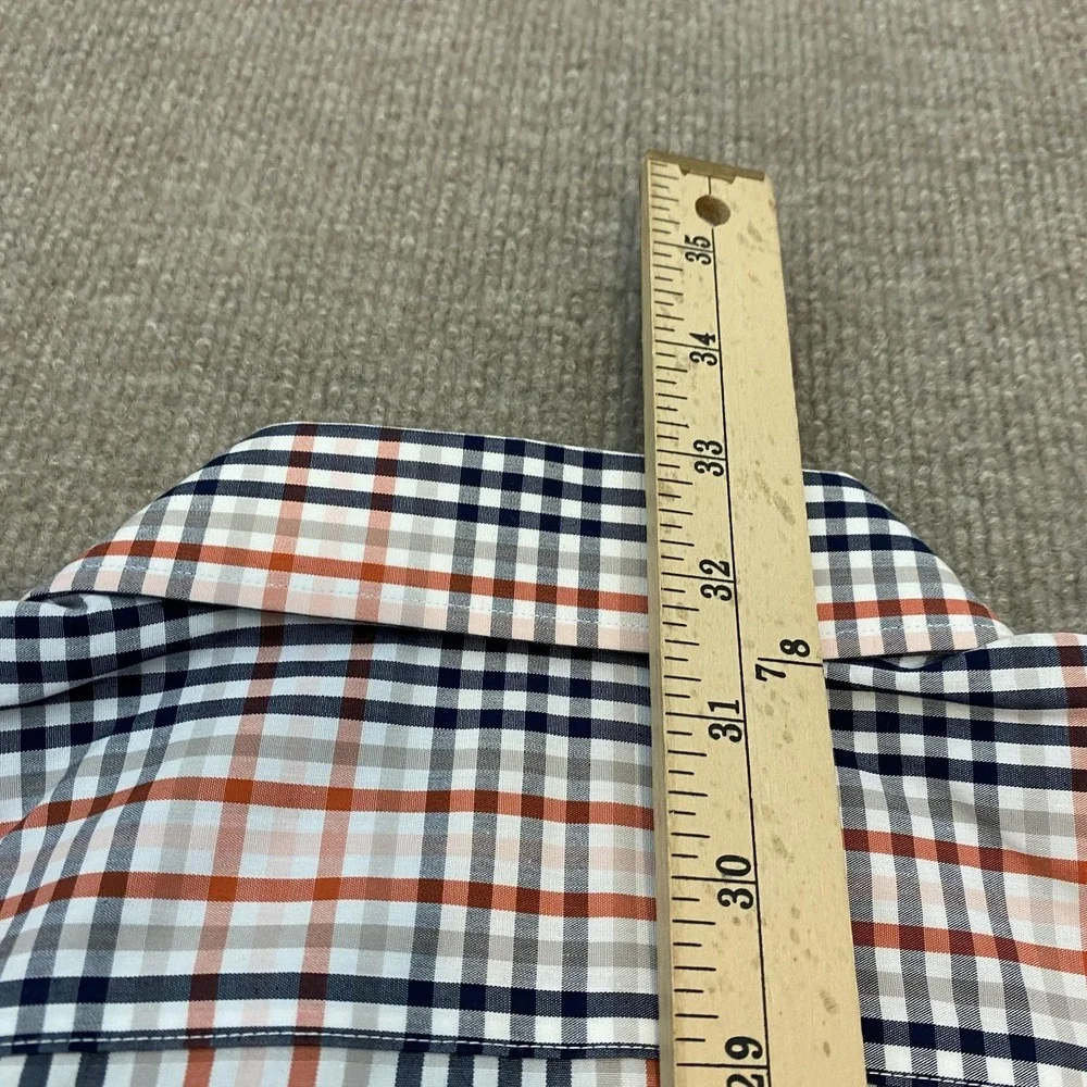 Banana Republic Shirt Mens XL Orange Blue Plaid Grant Slim Fit Non Iron